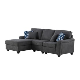 Lilola Home Leo Dark Gray Woven 3pc Sectional Sofa LAF Chaise