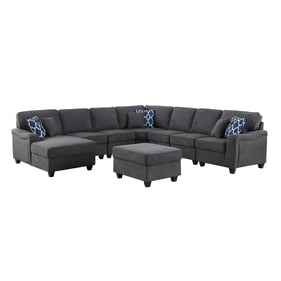 Lilola Home Leo Dark Gray Woven 8pc Modular L Shape Sectional with Sofa LAF...