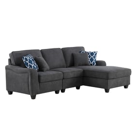 Lilola Home Leo Dark Gray Woven 3pc Sectional Sofa Chaise