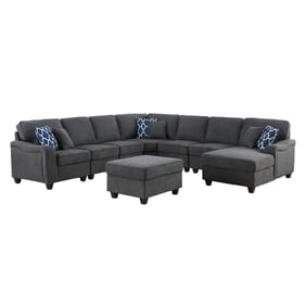 Lilola Home Leo Dark Gray Woven 8pc Modular L Shape Sectional with Sofa Cha...