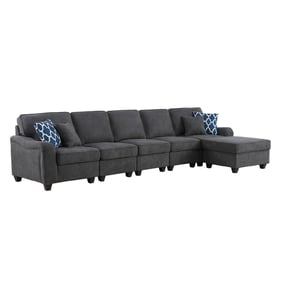 Lilola Home Leo Dark Gray Woven 6 Seater Sofa and Ottoman