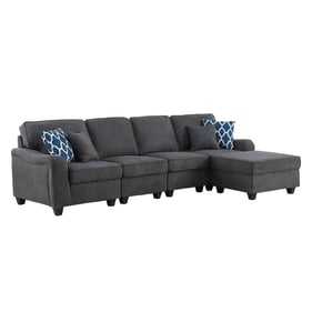 Lilola Home Leo Dark Gray Woven 5 Seater Sofa and Ottoman