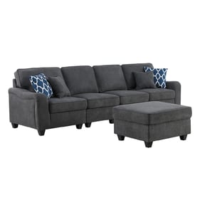 Lilola Home Leo Contemporary Dark Gray Woven 5 Seater Sofa and Ottoman