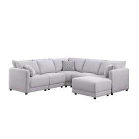 Lilola Home Penelope Light Gray L Shape Sectional with RAF Ottoman