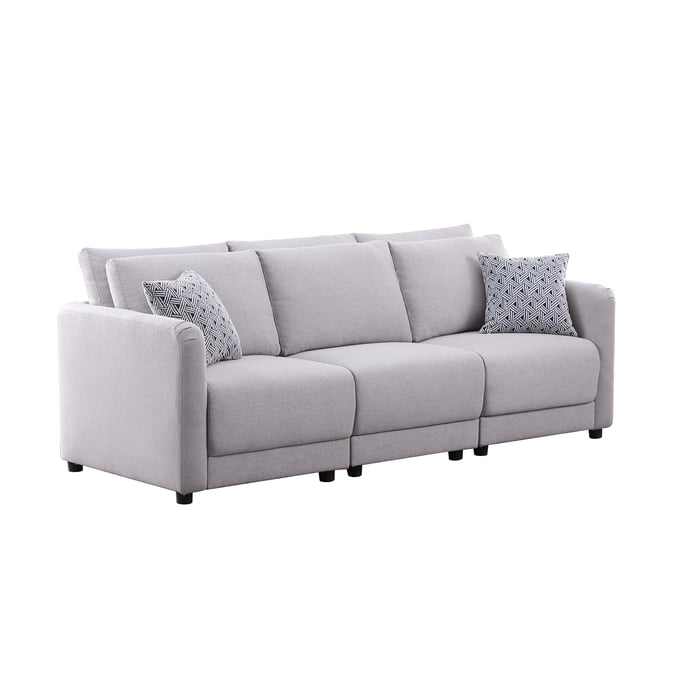 Lilola Home Penelope Light Gray Sofa with Pillows LILO-89126-6