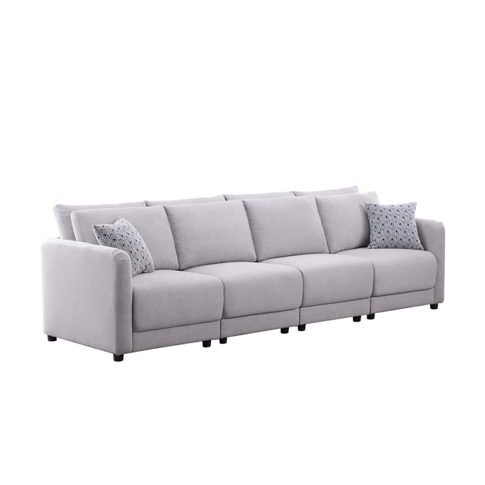 Lilola Home Penelope Light Gray 4 Seater Sofa with Pillows LILO-89126-7