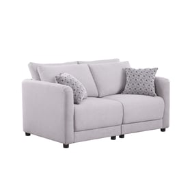 Lilola Home Penelope Light Gray Loveseat with Pillows