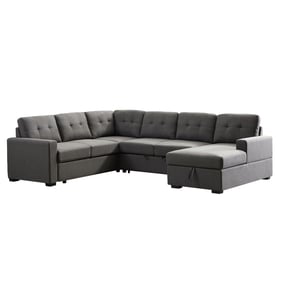 Lilola Home Selene Dark Gray Fabric Sleeper Sectional with Chaise