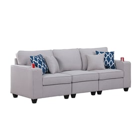 Lilola Home Cooper Light Gray Sofa with Cupholder