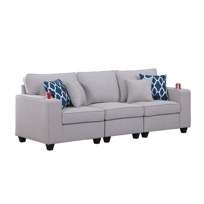 Lilola Home Cooper Light Gray Sofa with Cupholder LILO-89131-13