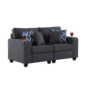 Lilola Home Cooper Dark Gray Loveseat with Cupholder