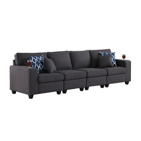 Lilola Home Cooper Dark Gray 4 Seater Sofa with Cupholder