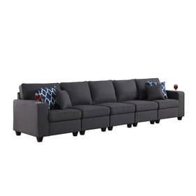 Lilola Home Cooper Dark Gray 5 Seater Sofa with Cupholder