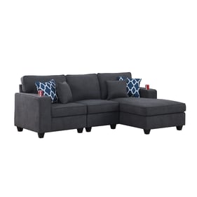 Lilola Home Cooper Stone Gray Sectional Sofa Chaise with Cupholder