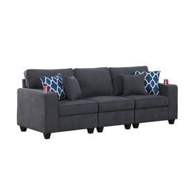 Lilola Home Cooper Stone Gray Sofa with Cupholder