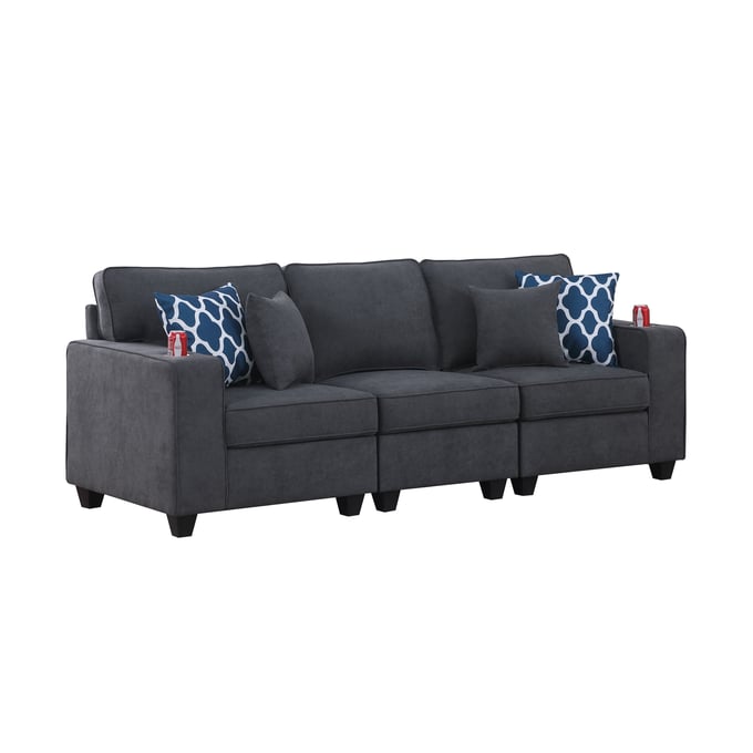 Lilola Home Cooper Stone Gray Sofa with Cupholder LILO-89133-13