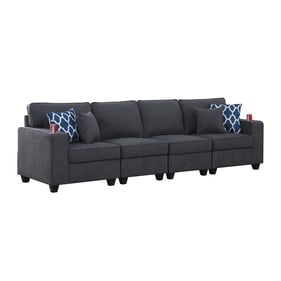 Lilola Home Cooper Stone Gray 4 Seater Sofa with Cupholder