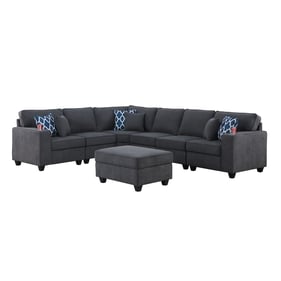 Lilola Home Cooper Stone Gray 7pc Reversible L Shape Sectional with Ottoman