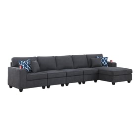 Lilola Home Cooper Stone Gray 5pc Sectional Sofa Chaise with Cupholder