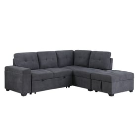 Lilola Home Sadie Dark Gray Sleeper Sectional Sofa with Storage Ottoman