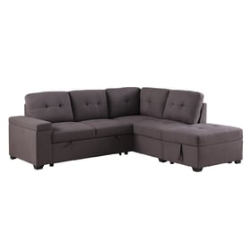 Lilola Home Katie Brown Sleeper Sofa Sectional with Storage Ottoman