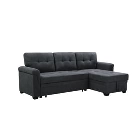 Lilola Home Lucca Dark Gray Fabric Reversible Sleeper Sofa Sectional and Ch...