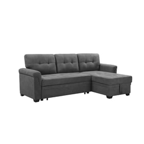 Lilola Home Lucca Gray Fabric Reversible Sleeper Sofa Sectional and Chaise