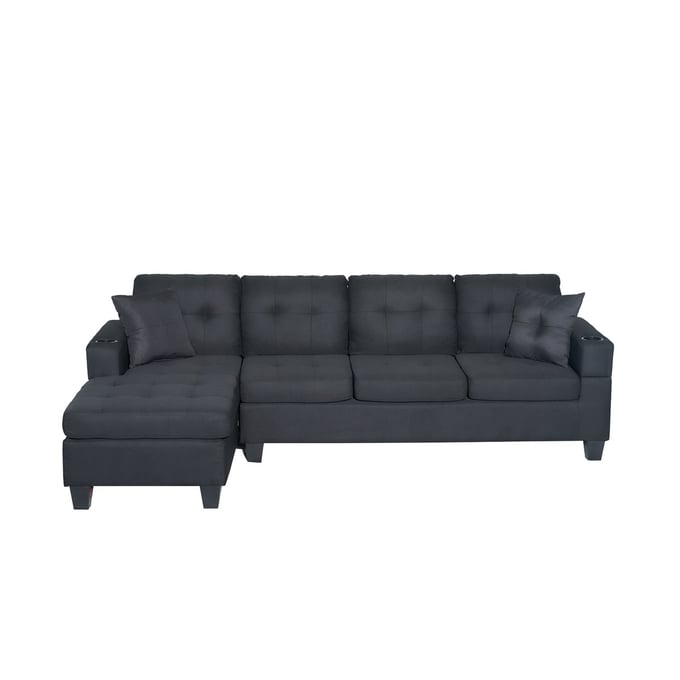 Lilola Home Nala Black Fabric Reversible Sectional LILO-89150