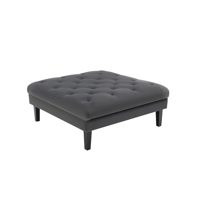 Lilola Home Mary Dark Gray Velvet Tufted Ottoman LILO-89223-O