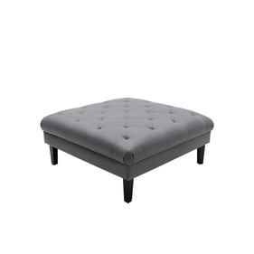 Lilola Home Sarah Gray Vegan Leather Tufted Ottoman