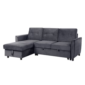 Lilola Home Hudson Dark Gray Velvet Reversible Sectional with Storage Chais...