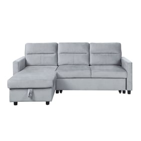 Lilola Home Ivy Light Gray Velvet Reversible Sleeper Sectional with Storage...