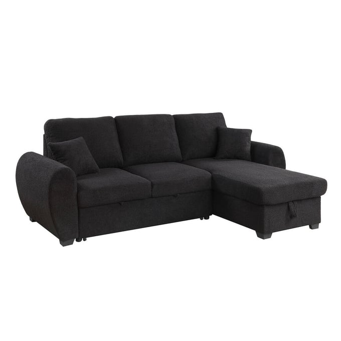 Lilola Home Veronica Black Reversible Sleeper Sectional Sofa with Storage Chaise LILO-89336