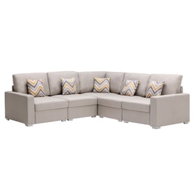 Lilola Home Nolan Beige Fabric 5pc Reversible Sectional