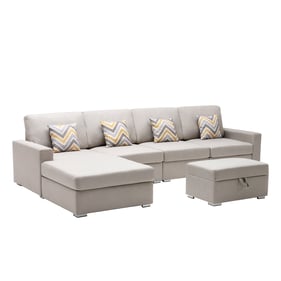 Lilola Home Nolan Beige Reversible 5pc Sofa Chaise Sectional