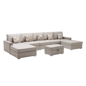 Lilola Home Nolan Beige Double Chaise 6pc Sectional