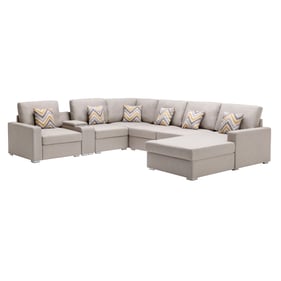 Lilola Home Nolan Beige 7pc Reversible Chaise Sectional with Interchangeabl...