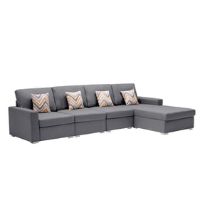 Lilola Home Nolan Gray Reversible RAF 4pc Sectional Sofa Chaise