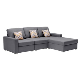 Lilola Home Nolan Gray Reversible RAF 3pc Sectional Sofa Chaise