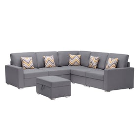 Lilola Home Nolan Gray Reversible 6pc Sectional with Interchangeable Legs