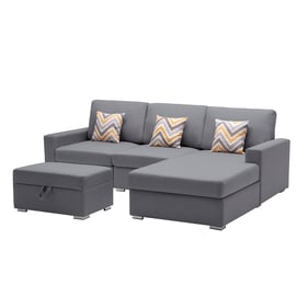 Lilola Home Nolan Gray Fabric Reversible RAF 4pc Sectional Sofa Chaise