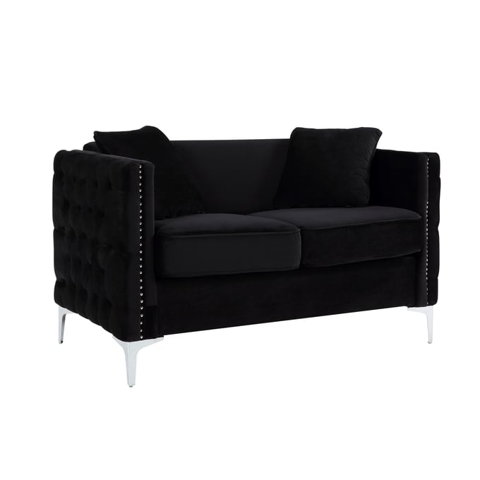 Lilola Home Bayberry Black Loveseat with 2 Pillows | The Classy Home