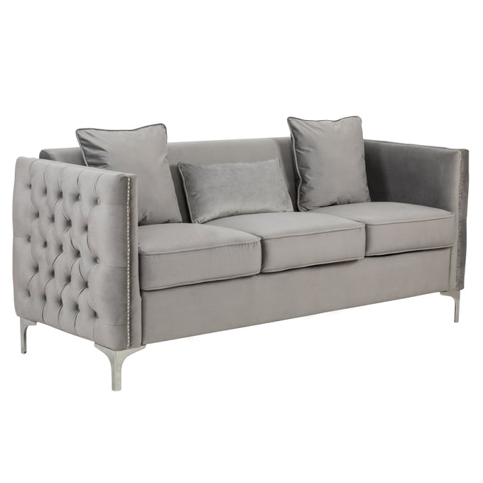 Lilola Home Bayberry Gray Sofa with 3 Pillows LILO-89635-S