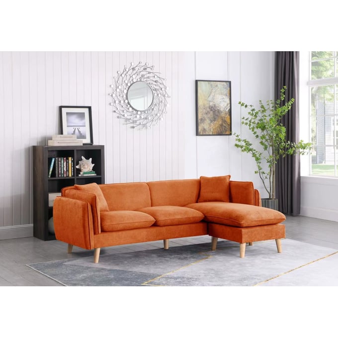 Lilola Home Brayden Orange Fabric Sectional