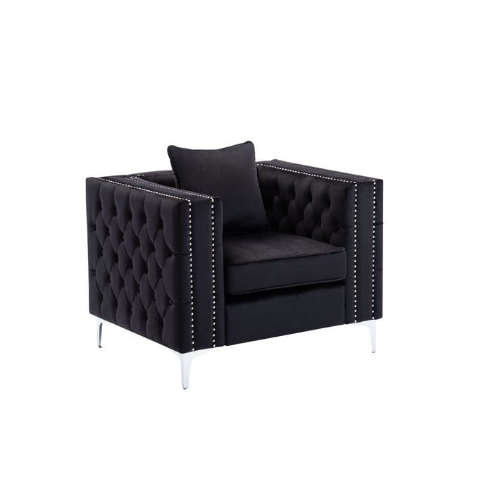 Lilola Home Lorreto Black Velvet Chair LILO-89714-C