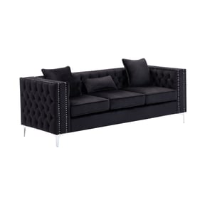 Lilola Home Lorreto Black Velvet Sofa