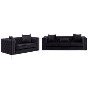 Lilola Home Lorreto Black Velvet 2pc Living Room Set