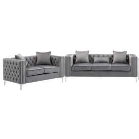 Lilola Home Lorreto Gray Velvet 2pc Living Room Set