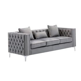 Lilola Home Lorreto Gray Velvet Sofa