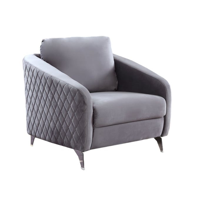 Lilola Home Sofia Gray Velvet Accent Armchair LILO-89720-C